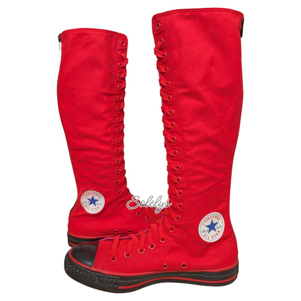 Converse All Star 2012 Custom XXHI Red Black Pink Knee High Sneaker Boot Women 9